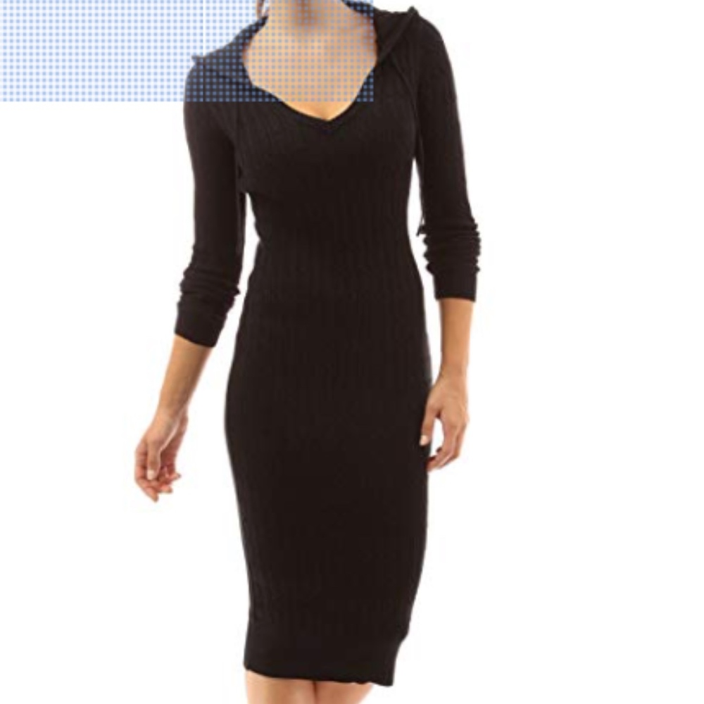 Women's Hoodie Cable Knit Sweater Dress